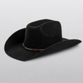 Chapeau fedora cowboy en feutre de laine noir RANGO, large bord vintage
