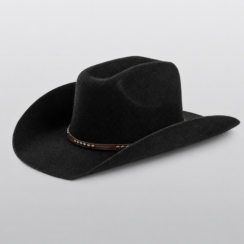 Chapeau fedora cowboy en feutre de laine noir RANGO, large bord vintage