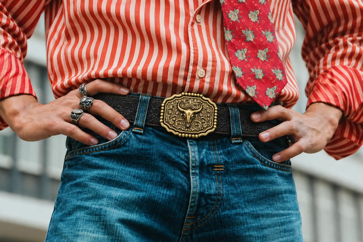 Ceinture Western à Boucle Tête de Bœuf CHEYENNE