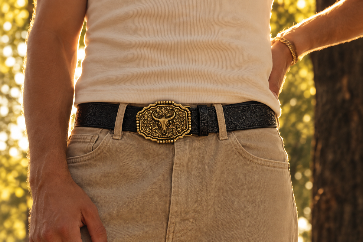 Ceinture Western à Boucle Tête de Bœuf CHEYENNE