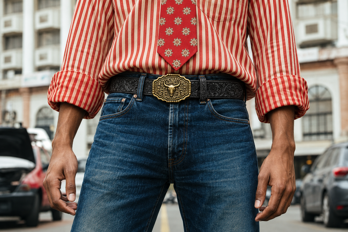 Ceinture Western à Boucle Tête de Bœuf CHEYENNE