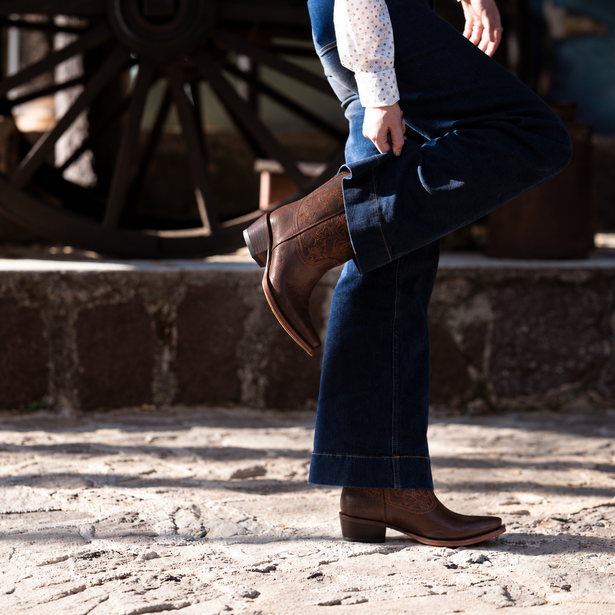 Bottes Western Hommes Mi-Mollet Talon Bas ABILENE