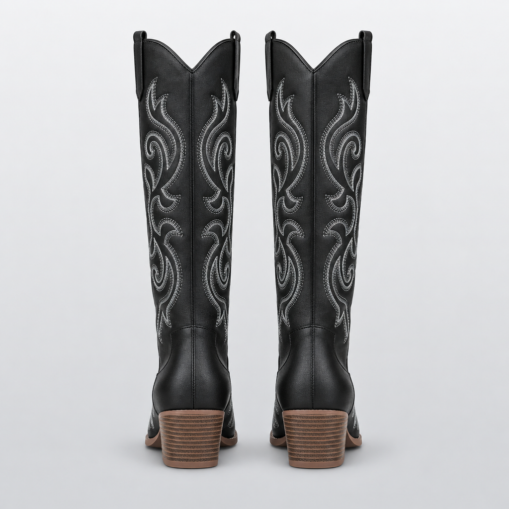 Bottes Western Femme Brodées Noires PALOMA