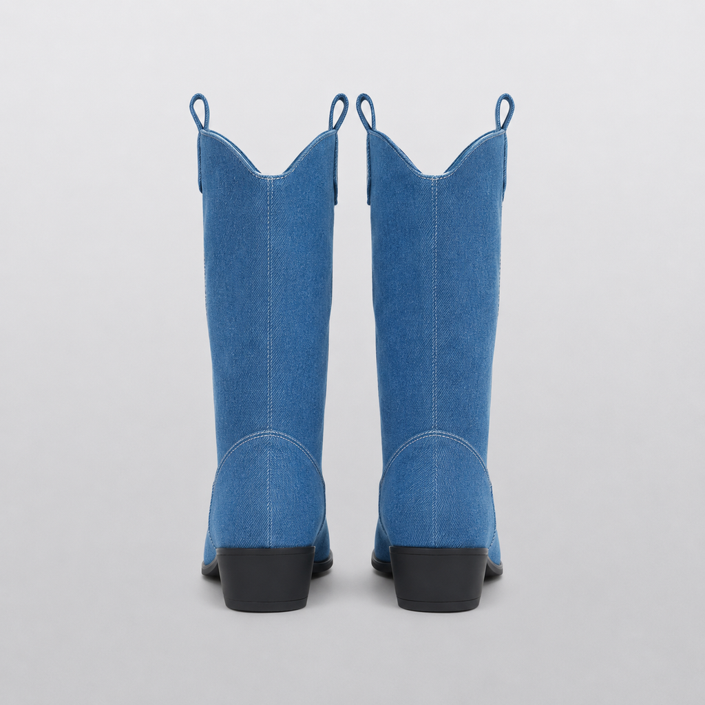 Bottes Cowboy Pointues Femme Mi-Mollet Talon Carré PHIRA