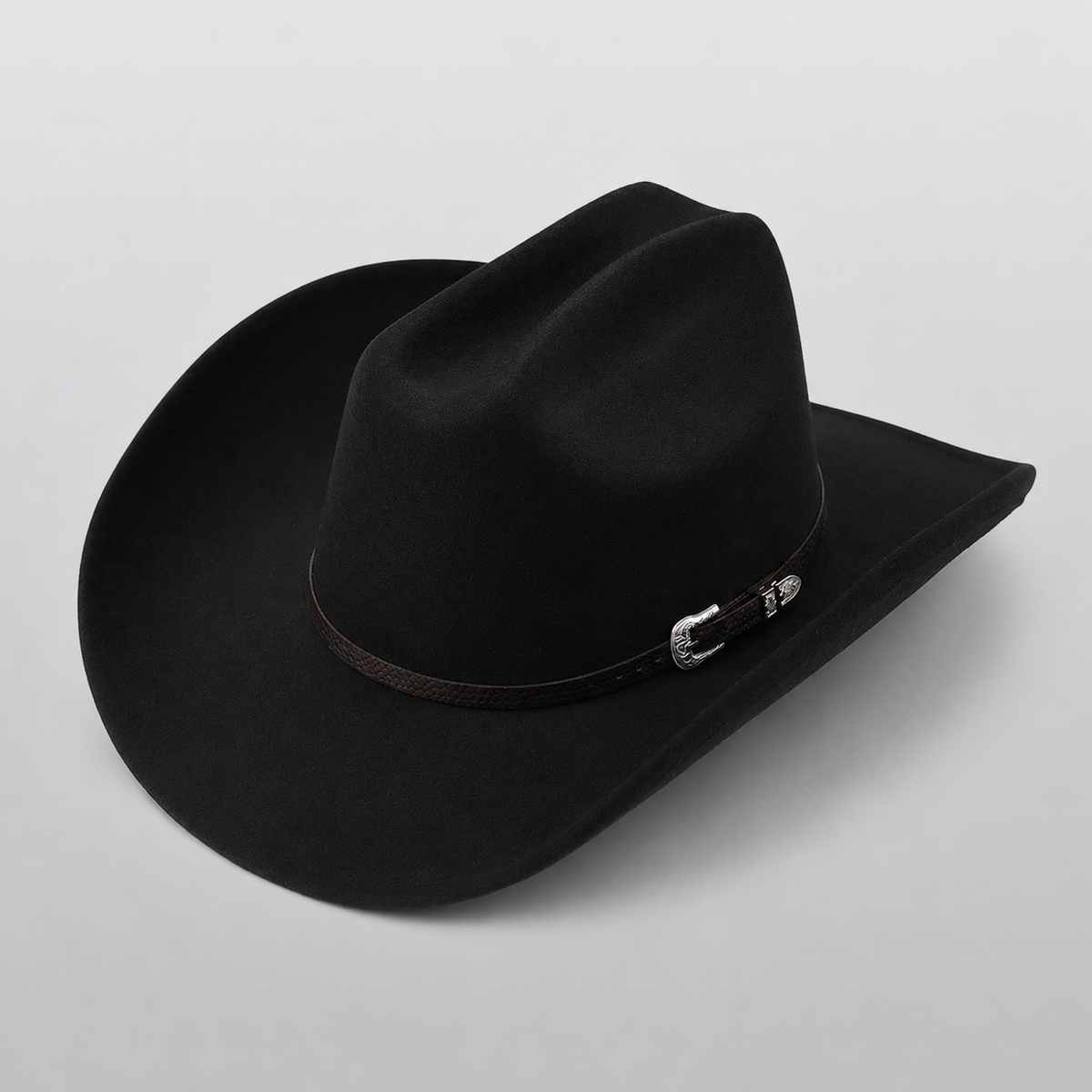 Chapeau cowboy western noir DAKOTA, grand bord et lanière en cuir