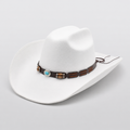 Chapeau fedora western blanc AUSTIN, feutre à large bord