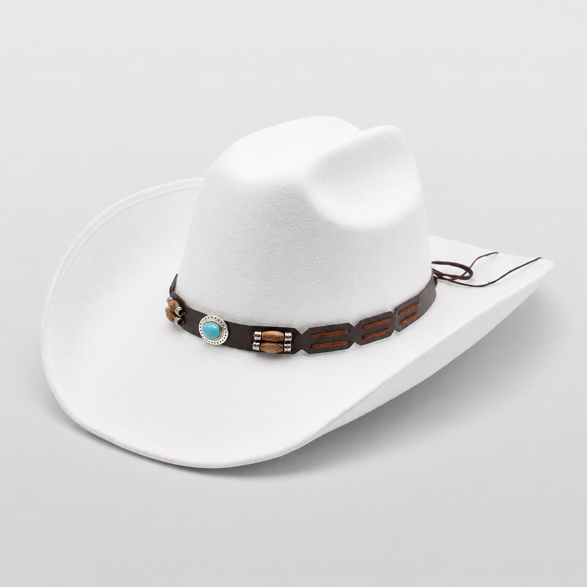 Chapeau fedora western blanc AUSTIN, feutre à large bord