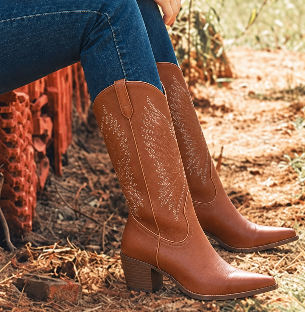 Bottes Western Femme Talon Épais Vintage VICTORIA