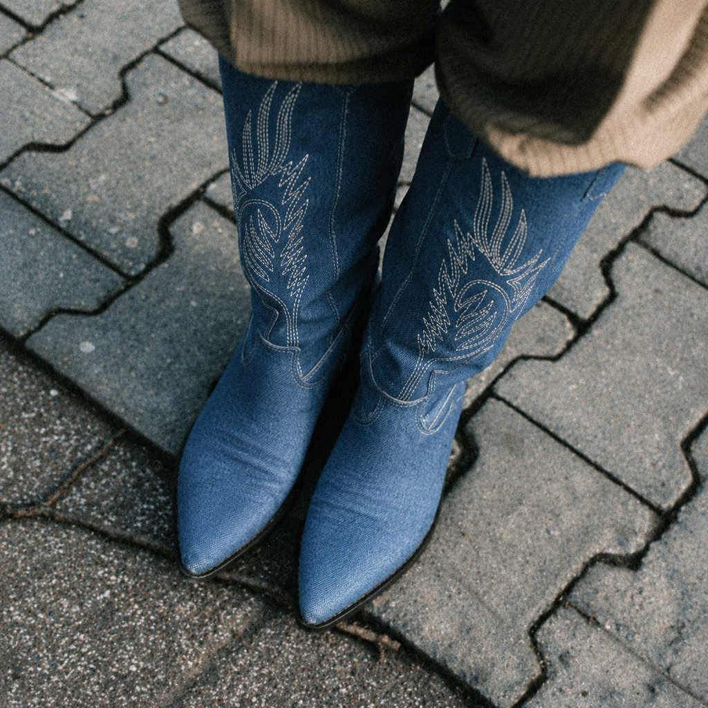 Bottes Cowboy Pointues Femme Mi-Mollet Talon Carré PHIRA
