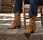 Bottes Western Femme Franges Mi-Mollet SAVANNAH