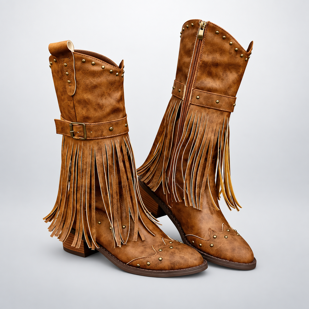 Bottes Western Femme Franges Mi-Mollet SAVANNAH