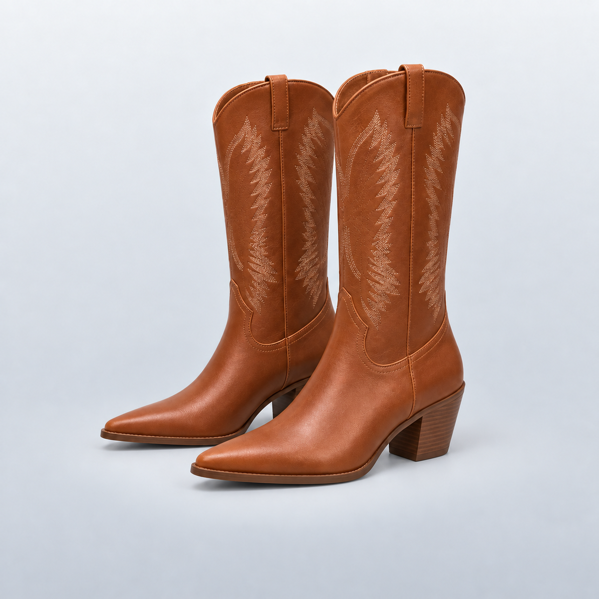 Bottes western femme marron VICTORIA, bout pointu et talon épais vintage