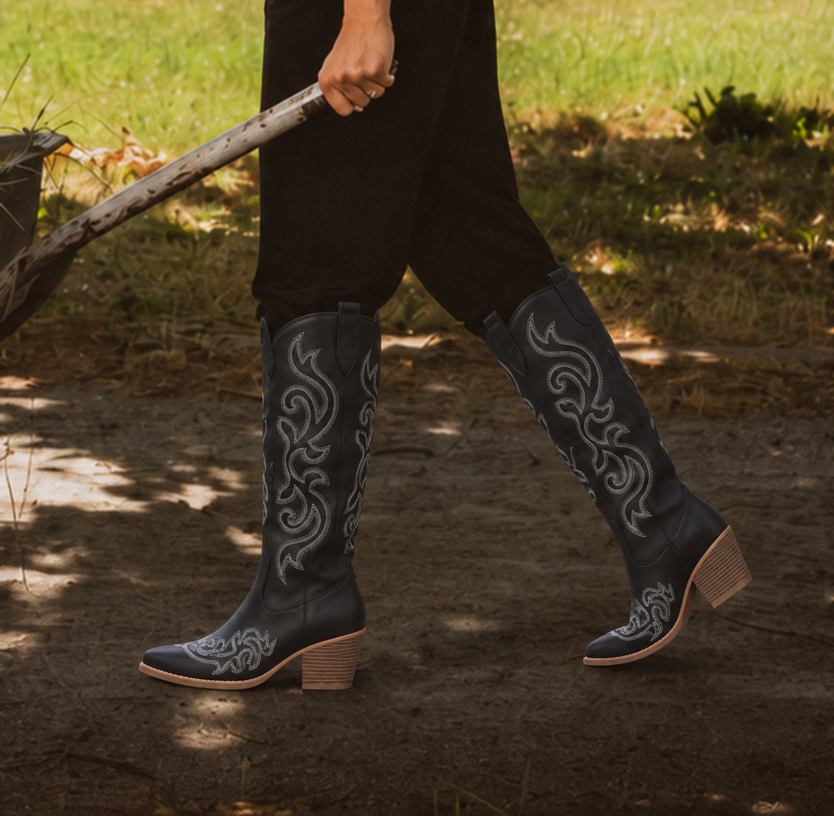 Bottes Western Femme Brodées Noires PALOMA