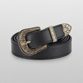Ceinture western noire SANTA FE, boucle ciselée à motifs baroques